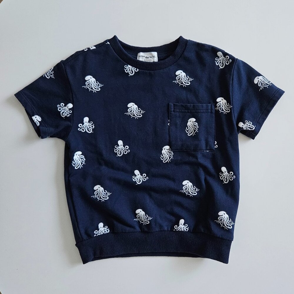 Miles the Label Octopus Print Sweatshirt – Navy, Size 3T